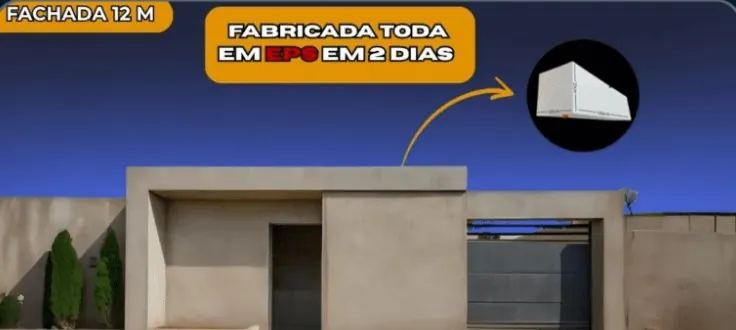 Fachada 12m fabricada toda em EPS em 2 dias