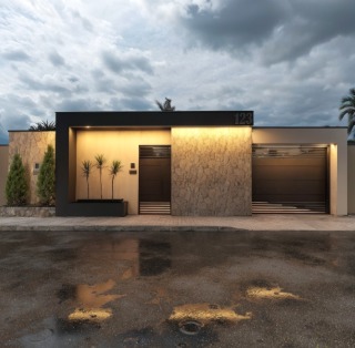 Fachada Premium com Volumes — frente 12 a 15m